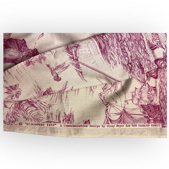 1.9 Yds RED "Discovery 1492" Commemorative Quilt Fabric by Jinny Beyer - Picture 10 of 10